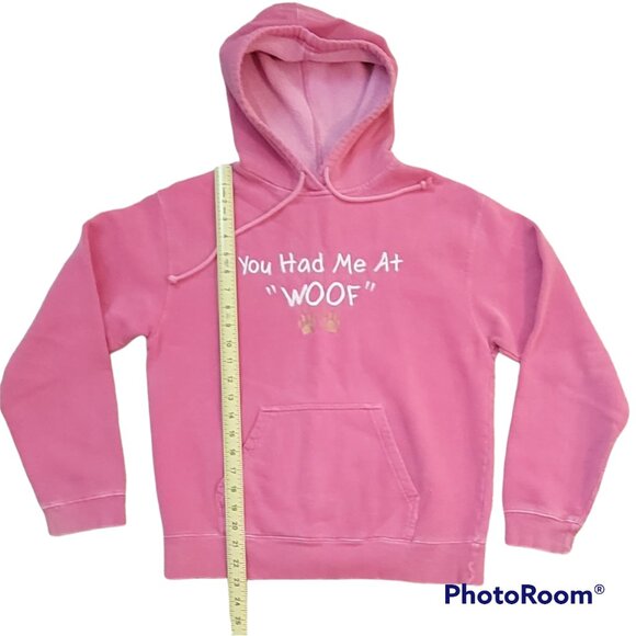 “You Had Me At Woof" Genuine Pigment Dyed Hoodie Graphic Sweatshirt PawPrints - Picture 8 of 12